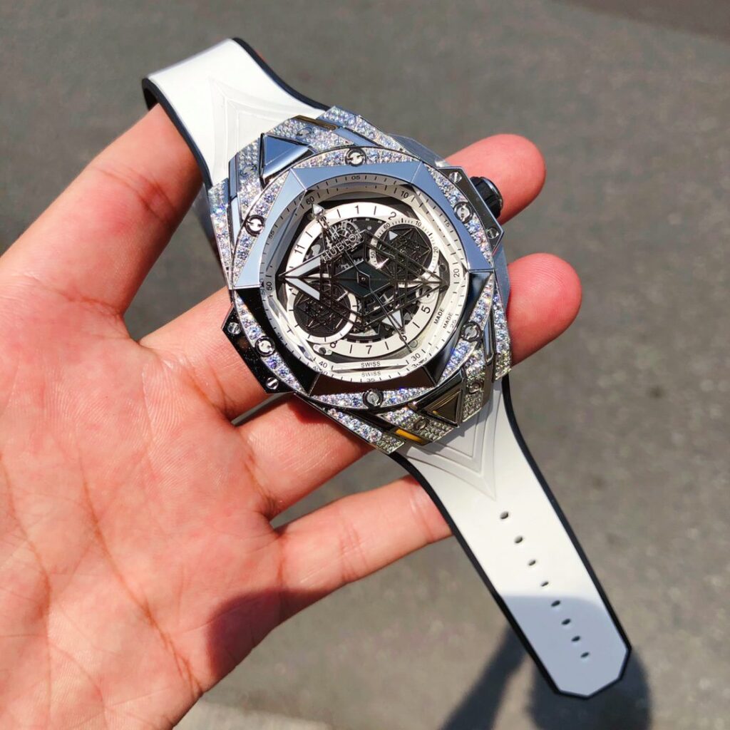 ĐỒNG HỒ HUBLOT BIG BANG UNICO SANG BLEU II TITANIUM DIAMONDS REPLICA 11 HB FACTORY 45MM