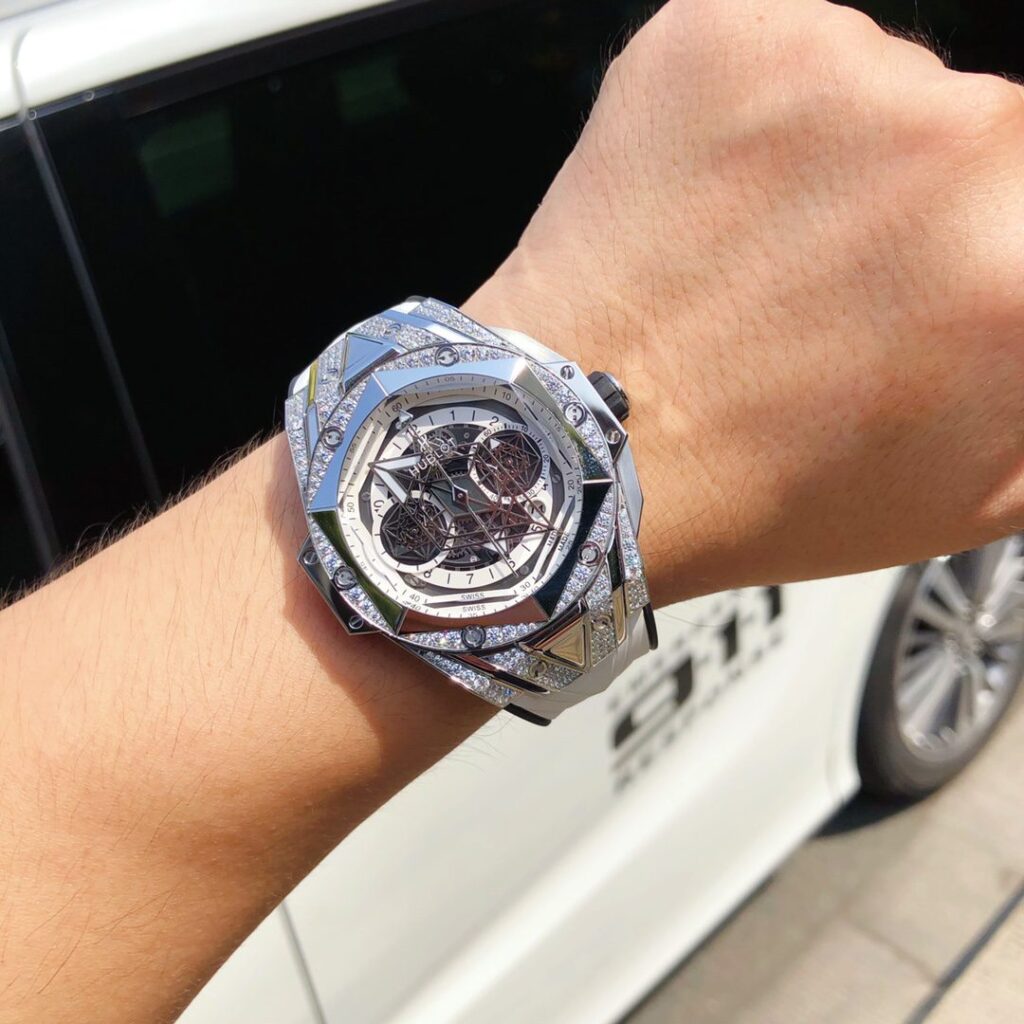 ĐỒNG HỒ HUBLOT BIG BANG UNICO SANG BLEU II TITANIUM DIAMONDS REPLICA 11 HB FACTORY 45MM