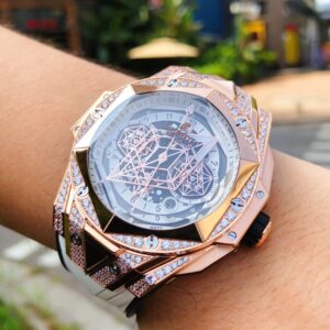 ĐỒNG HỒ HUBLOT BIG BANG UNICO SANG BLEU II KING GOLD DIAMONDS REPLICA 11 45MM