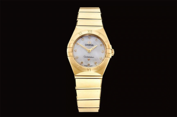 dong ho nu omega constellation mat trang day vang replica 25mm
