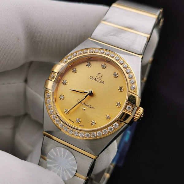 dong ho nu omega constellation mat vang dinh da replica 28mm 1 1