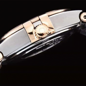 dong ho nu omega constellation vien hong day trang replica 25mm 3
