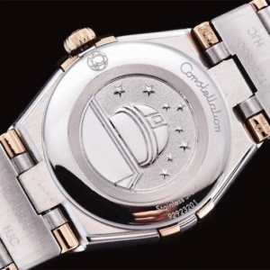dong ho nu omega constellation vien hong day trang replica 25mm 4