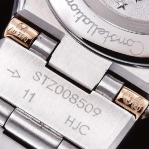 dong ho nu omega constellation vien hong day trang replica 25mm 5
