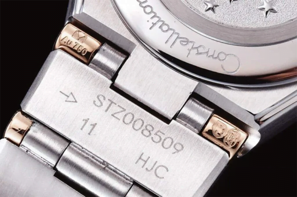 dong ho nu omega constellation vien hong day trang replica 25mm 5