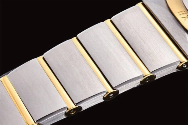 dong ho nu omega constellation vien vang day trang replica 25mm 4