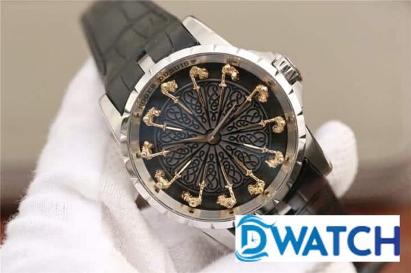 Đồng Hồ Nam Roger Dubuis Hiệp Sĩ Bàn Tròn Dây Da RDDBEX0495 Replica 11 45mm