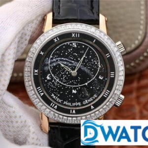 ĐỒNG HỒ NAM PATEK PHILIPPE GRAND COMPLICATIONS 6102 MẶT SỐ ĐEN ĐÍNH ĐÁ 43MM