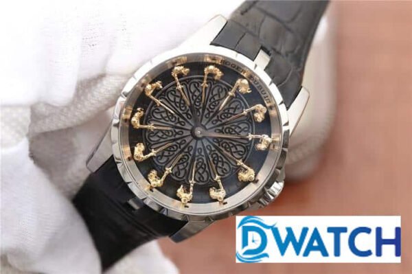 Đồng Hồ Nam Roger Dubuis Hiệp Sĩ Bàn Tròn Dây Da RDDBEX0495 Replica 11 45mm