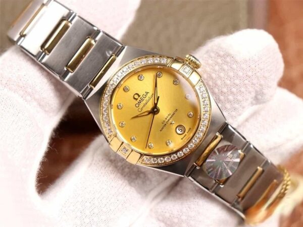 dong ho omega constellation 5th day kim loai diamond gold cao cap 29mm 1