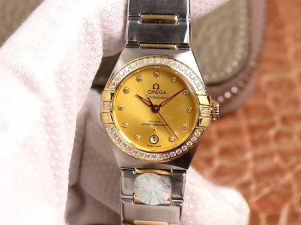 dong ho omega constellation 5th day kim loai diamond gold cao cap 29mm 2