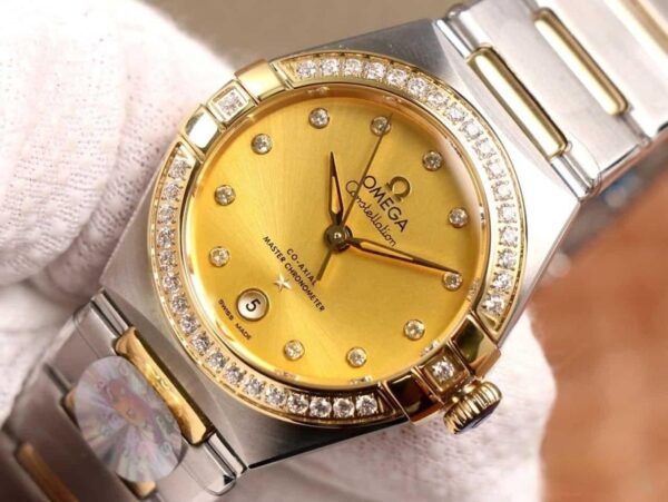 dong ho omega constellation 5th day kim loai diamond gold cao cap 29mm 7