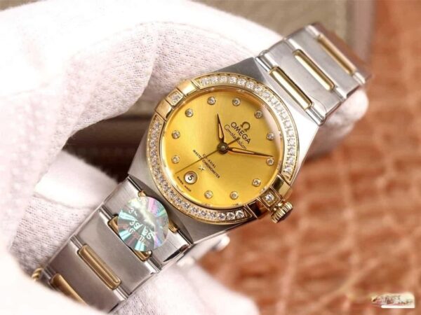 dong ho omega constellation 5th day kim loai diamond gold cao cap 29mm 8