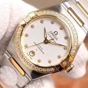 dong ho omega constellation 5th day kim loai diamond white cao cap 29mm 5