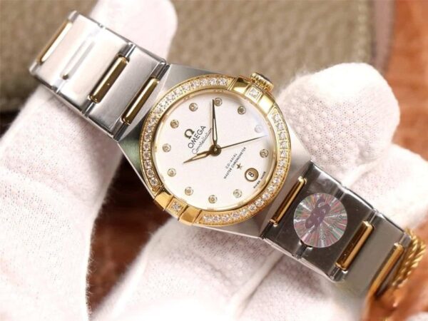 dong ho omega constellation 5th day kim loai diamond white cao cap 29mm 7