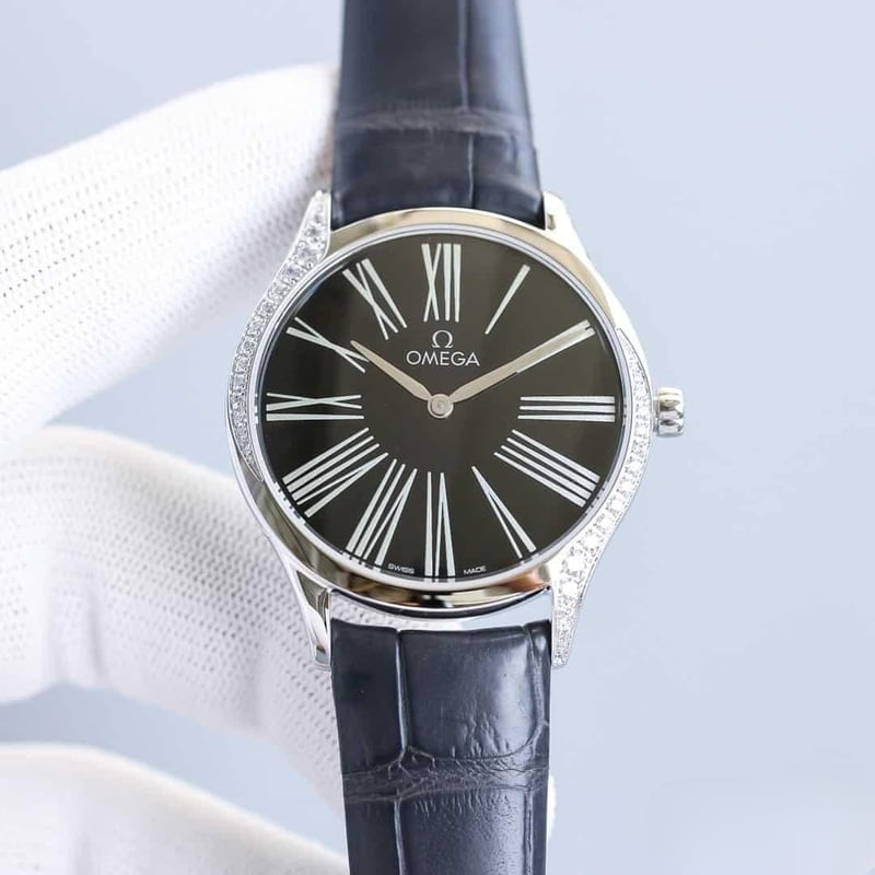dong ho omega omega de ville classic series midnight black day da ca sau replica cao cap 36 mm 4