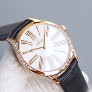 dong ho omega omega de ville classic series rose gold silver day da ca sau replica cao cap 36 mm 1