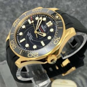 dong ho omega seamaster factory vs day cao su gold black replica cao cap 42m 9 1