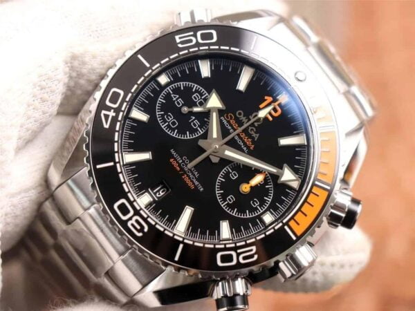 dong ho omega seamaster planet ocean 600m chronograph day kim loai platinum black replica cao cap 455mm 6