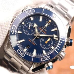 dong ho omega seamaster planet ocean 600m chronograph day kim loai sea blue replica cao cap 455m 1