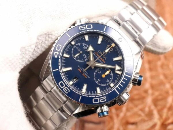 dong ho omega seamaster planet ocean 600m chronograph day kim loai sea blue replica cao cap 455m 3