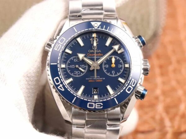 dong ho omega seamaster planet ocean 600m chronograph day kim loai sea blue replica cao cap 455m 6