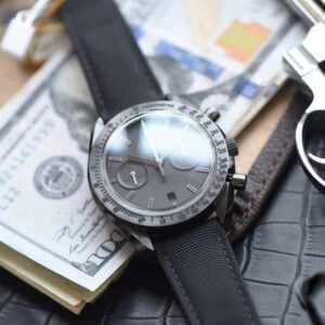 dong ho omega superback day vai den replica cao cap 44mm 1