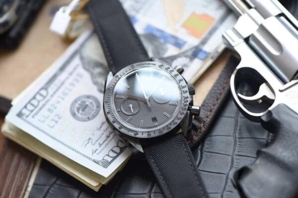 dong ho omega superback day vai den replica cao cap 44mm 1
