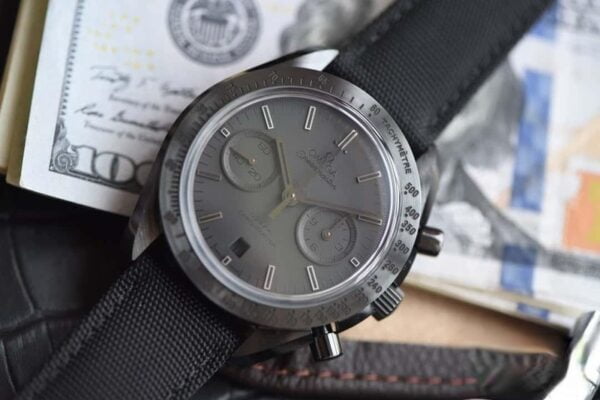 dong ho omega superback day vai den replica cao cap 44mm 4
