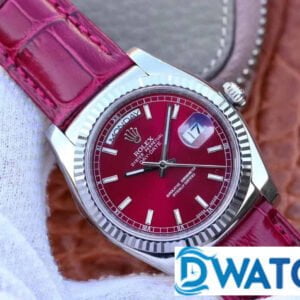 ĐỒNG HỒ ROLEX OYSTER PERPETUAL DAY-DATE MÁY CƠ MẶT SỐ CHERRY REPLICA 1:1 CAO CẤP 36MM