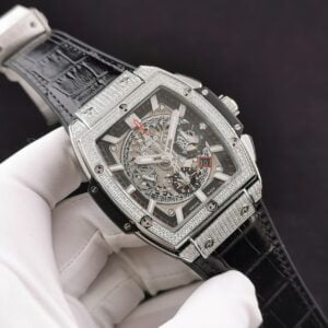 ĐỒNG HỒ NAM MÁY CƠ ĐÍNH FULL ĐÁ HUBLOT SPIRIT OF BIG BANG REPLICA 1:1 CAO CẤP 42MM