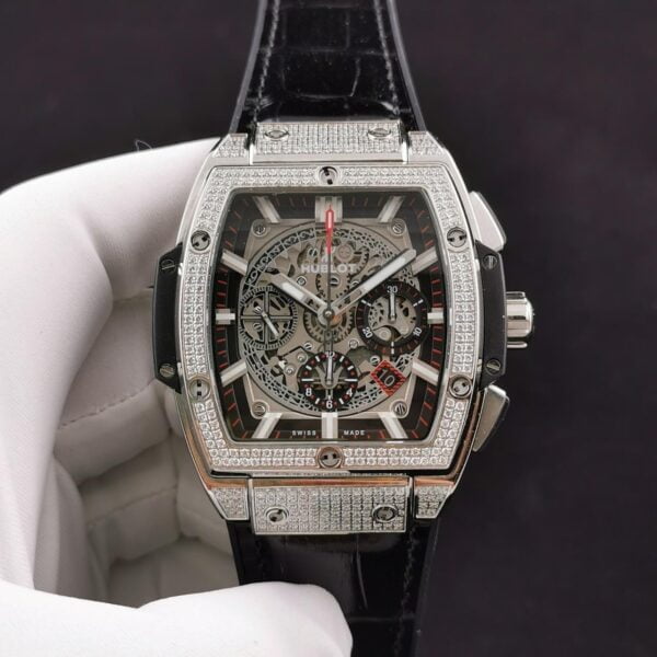 ĐỒNG HỒ NAM MÁY CƠ ĐÍNH FULL ĐÁ HUBLOT SPIRIT OF BIG BANG REPLICA 1:1 CAO CẤP 42MM