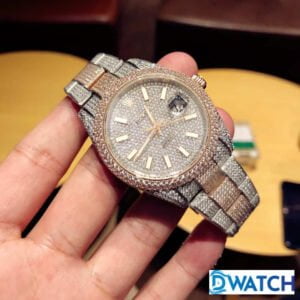 ĐỒNG HỒ ROLEX DATEJUST CƠ NAM ĐÍNH FULL ĐÁ MÀU DEMI CỌC SỐ DẠ QUANG REP 1:1 CAO CẤP 41MM