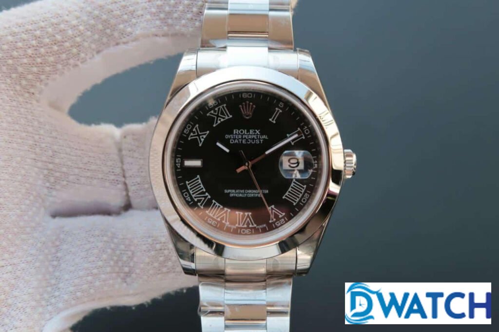 ĐỒNG HỒ NAM ROLEX DATEJUST 126333 MẶT SỐ ĐEN CỌC SỐ LA MÃ REPLICA 11 40MM