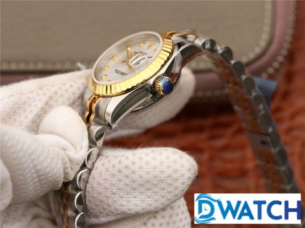 ĐỒNG HỒ NỮ ROLEX DATEJUST NIỀNG KHÍA MẶT SỐ TRẮNG FAKE CAO CẤP 28MM