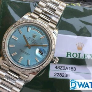 ĐỒNG HỒ ROLEX DAY-DATE NAM MÁY CƠ DÂY KIM LOẠI ĐÍNH ĐÁ REPLICA 1:1 CAO CẤP 40MM