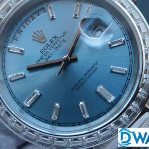 ĐỒNG HỒ NAM ROLEX DAY-DATE 228238 MẶT SỐ XANH ĐÍNH ĐÁ REPLICA CAO CẤP 40MM