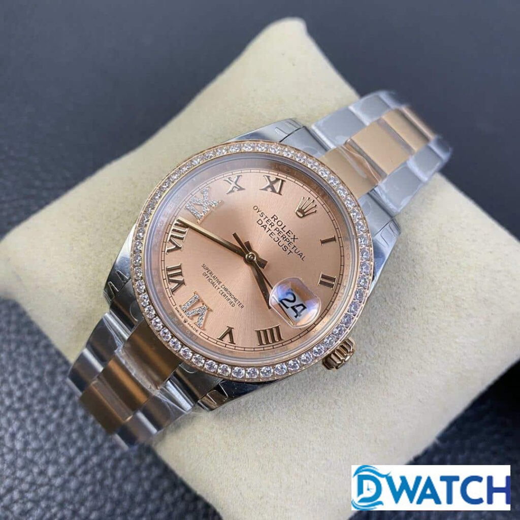 ĐỒNG HỒ ROLEX DATEJUST NAM MÁY CƠ ĐÍNH ĐÁ DÂY KIM LOẠI EW FACTORY REPLICA 1:1 CAO CẤP 36MM