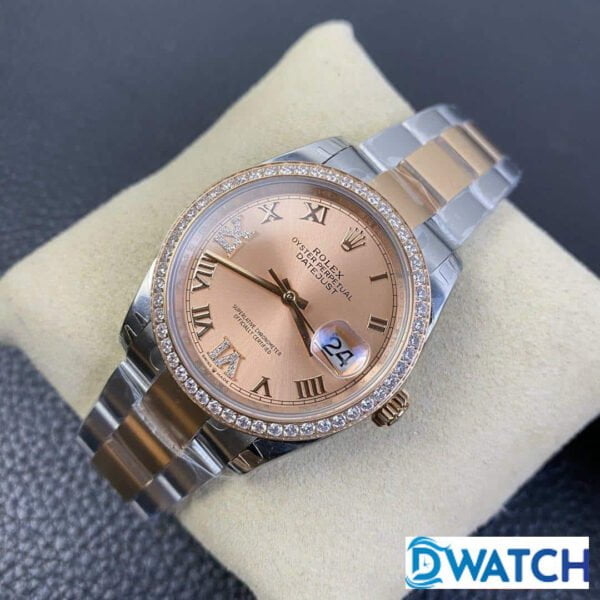 ĐỒNG HỒ ROLEX DATEJUST NAM MÁY CƠ ĐÍNH ĐÁ DÂY KIM LOẠI EW FACTORY REPLICA 1:1 CAO CẤP 36MM