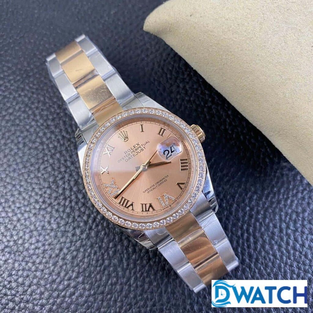 ĐỒNG HỒ ROLEX DATEJUST NAM MÁY CƠ ĐÍNH ĐÁ DÂY KIM LOẠI EW FACTORY REPLICA 1:1 CAO CẤP 36MM