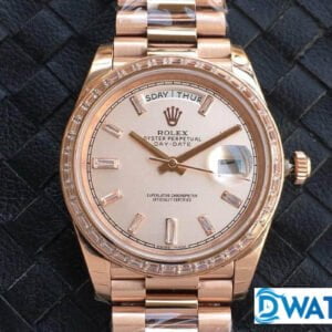 ĐỒNG HỒ ROLEX DAY-DATE NAM MÁY CƠ ĐÍNH ĐÁ MÀU ROSE GOLD REPLICA 1:1 CAO CẤP 40MM