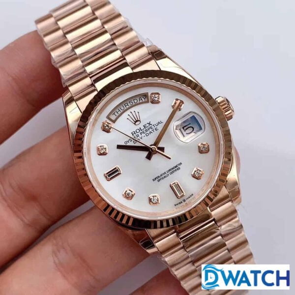 ĐỒNG HỒ CƠ NAM DÂY KIM LOẠI ROLEX DAY-DATE MẶT XÀ CỪ REPLCIA 1:1 CAO CẤP 36MM