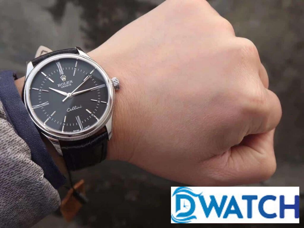 ĐỒNG HỒ ROLEX CELLINI NAM MÁY CƠ DÂY DA MẶT ĐEN REPLICA 1:1 CAO CẤP 39MM