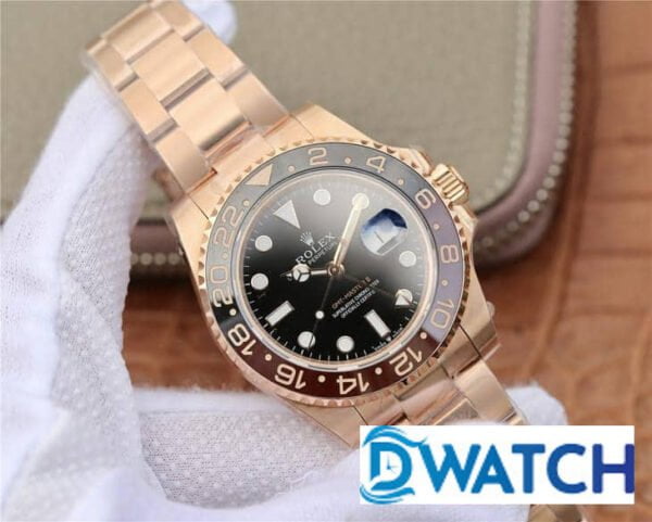 ĐỒNG HỒ ROLEX GMT-MASTER ll NAM MÁY CƠ MÀU ROSE GOLD EW FACTORY REP 1:1 CAO CẤP 40MM