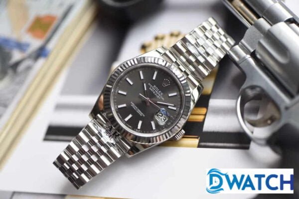 ĐỒNG HỒ CƠ NAM DÂY KIM LOẠI MẶT MÀU XÁM ROLEX DATEJUST AR FACTORY REP 1:1 CAO CẤP 41MM