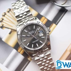 ĐỒNG HỒ CƠ NAM DÂY KIM LOẠI MẶT MÀU XÁM ROLEX DATEJUST AR FACTORY REP 1:1 CAO CẤP 41MM