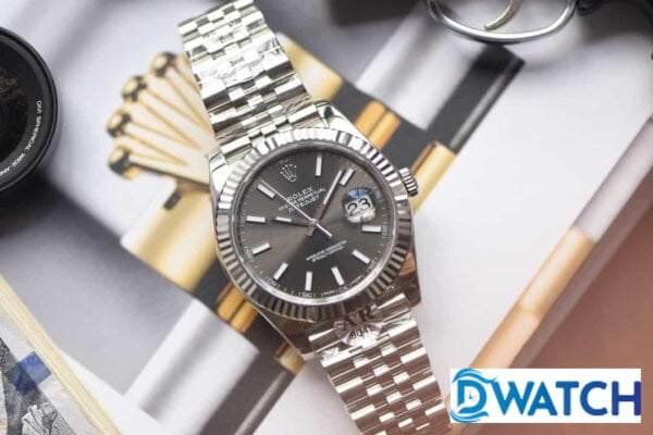 ĐỒNG HỒ CƠ NAM DÂY KIM LOẠI MẶT MÀU XÁM ROLEX DATEJUST AR FACTORY REP 1:1 CAO CẤP 41MM