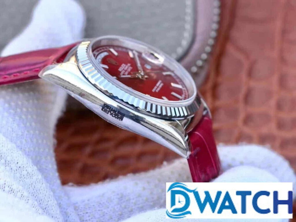 ĐỒNG HỒ ROLEX OYSTER PERPETUAL DAY-DATE MÁY CƠ MẶT SỐ CHERRY REPLICA 1:1 CAO CẤP 36MM