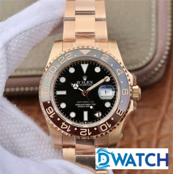 ĐỒNG HỒ ROLEX GMT-MASTER ll NAM MÁY CƠ MÀU ROSE GOLD EW FACTORY REP 1:1 CAO CẤP 40MM