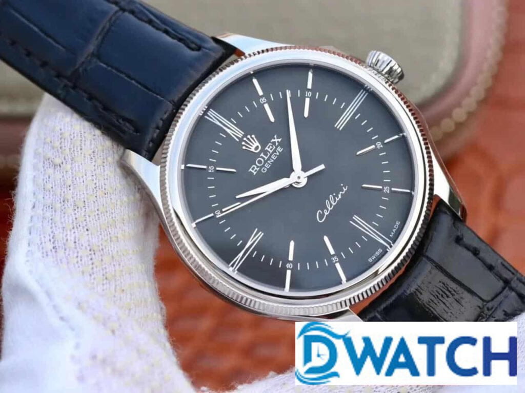 ĐỒNG HỒ ROLEX CELLINI NAM MÁY CƠ DÂY DA MẶT ĐEN REPLICA 1:1 CAO CẤP 39MM